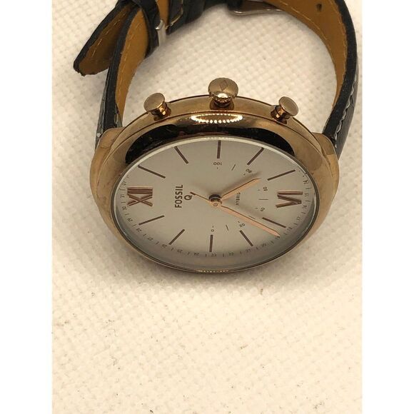 Fossil Q FTW5023 Womens Black Leather Analog Silver Dial Hybrid Smart Watch KS90 - Picture 6 of 9